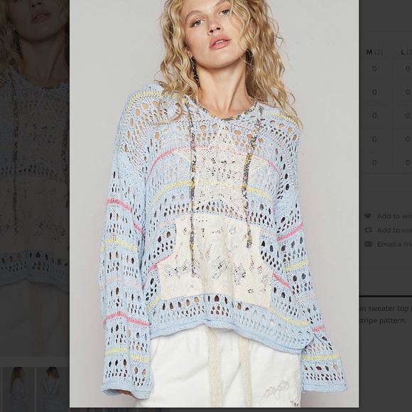 POL “ Baltimore” POL Woven Loop Sweater Hoodie with Crochet Patch Detail 27 - Picture 2 of 5